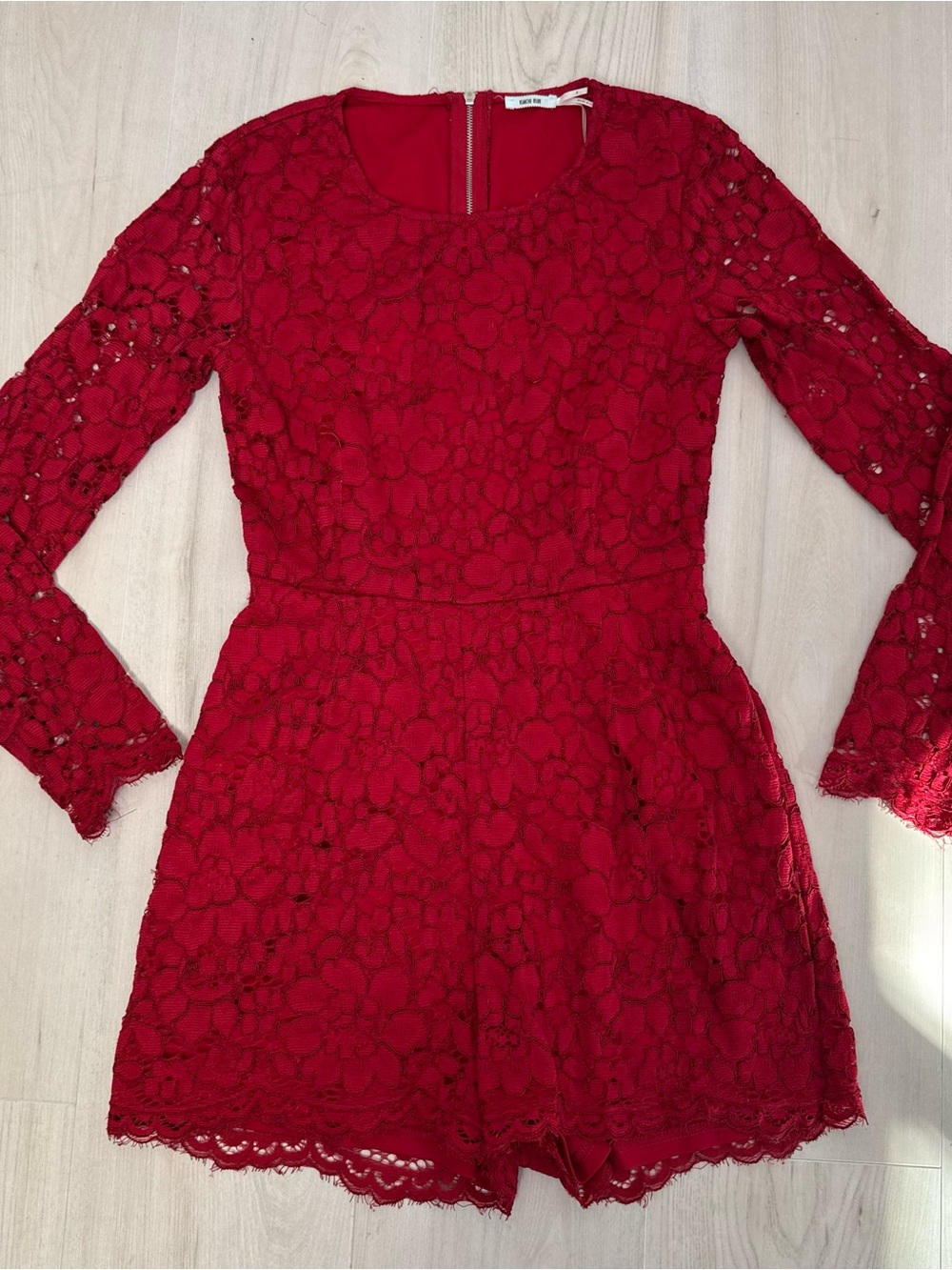 Kimchi Blue Red Long Sleeve Lace Romper size 2 Womens